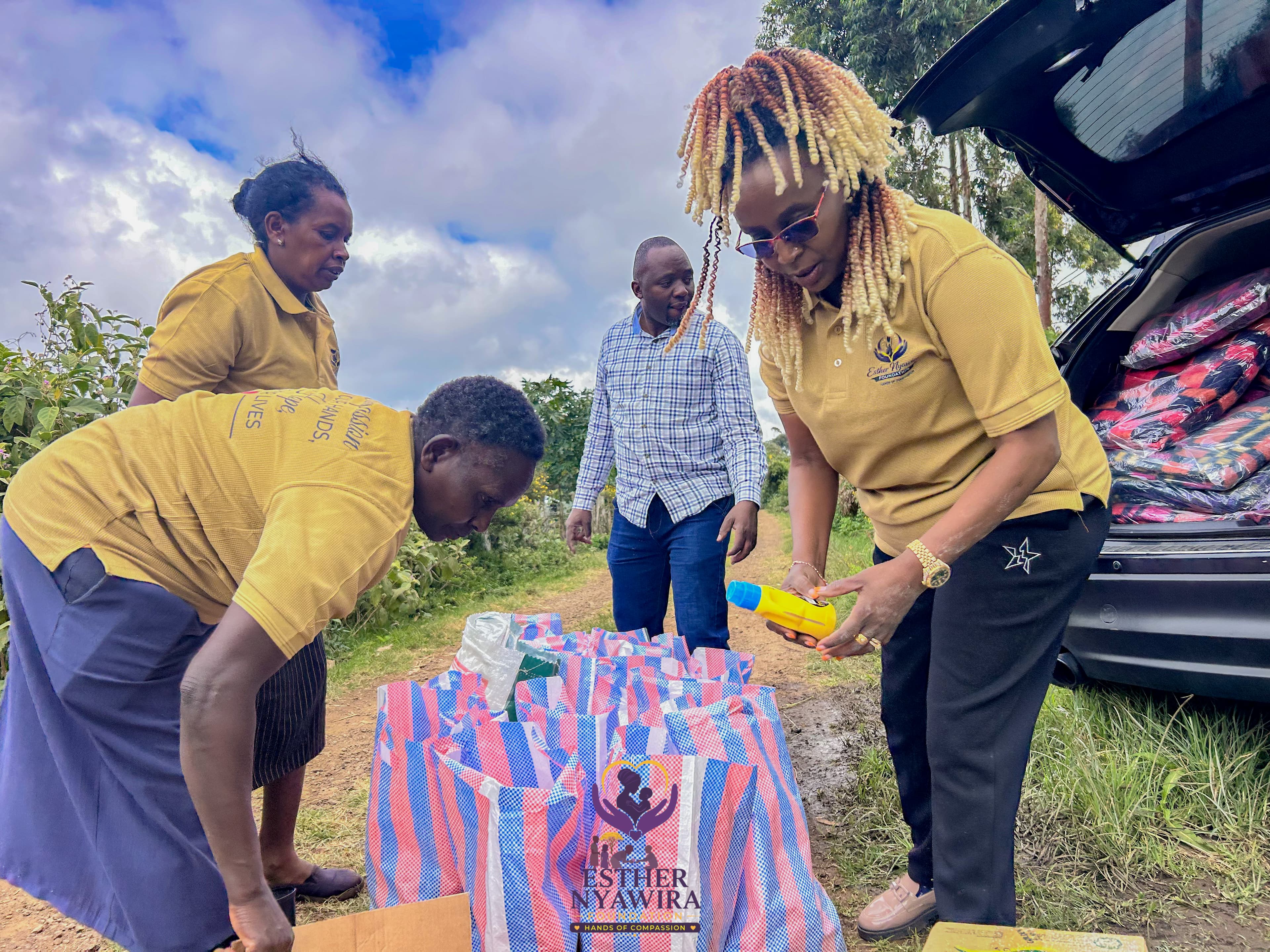 Field officer delivering support to a family